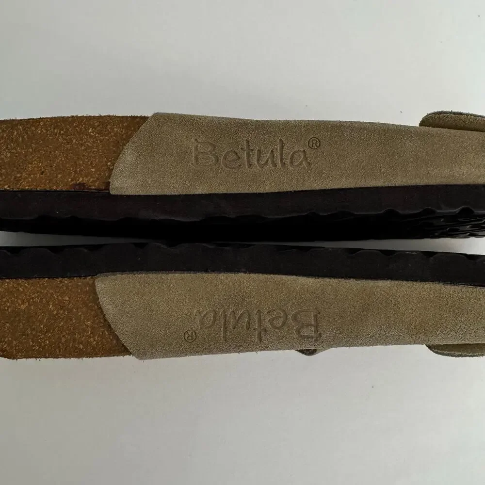 Birkenstock Betula Arizona Classic Two Buckle Slides Brown/Taupe 46 / M13